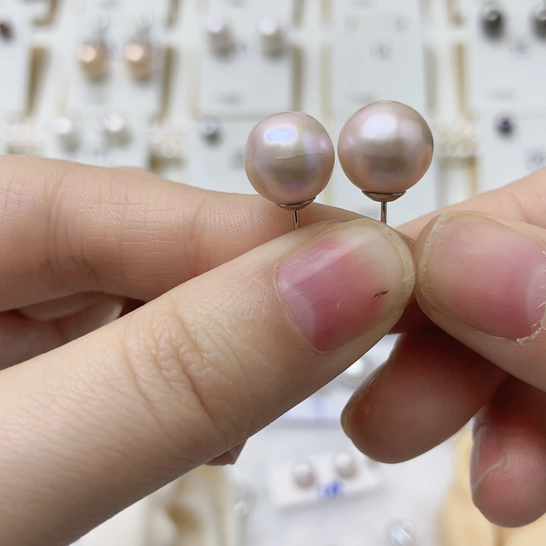 三***一耳饰银S925镶嵌淡水珍珠