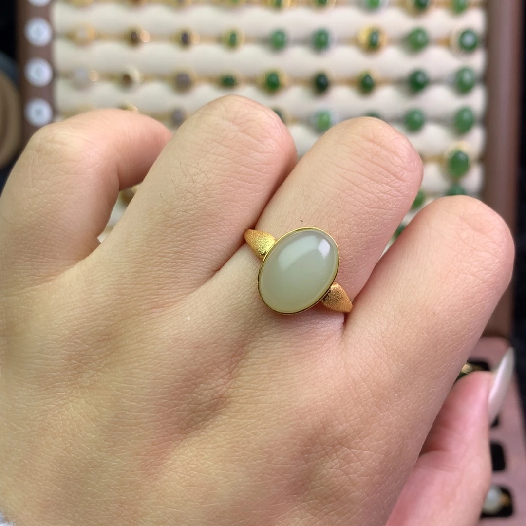 和田玉银S925镶嵌戒指