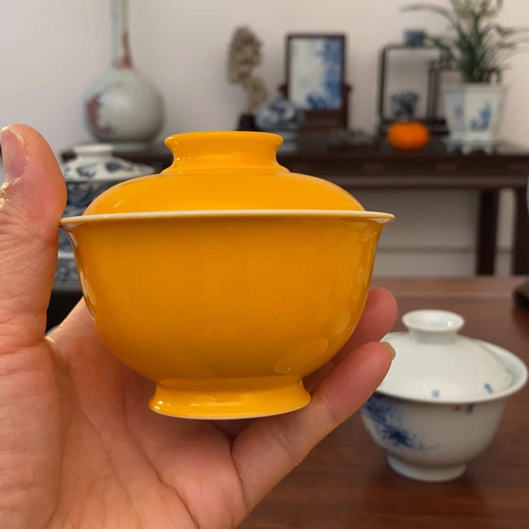 风**来宋墨文人雅器柴色釉盖碗微瑕