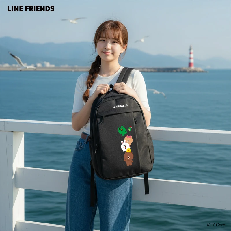 LINE FRIENDS布朗熊和它的朋友们新款双肩包大容量休闲简约书包女