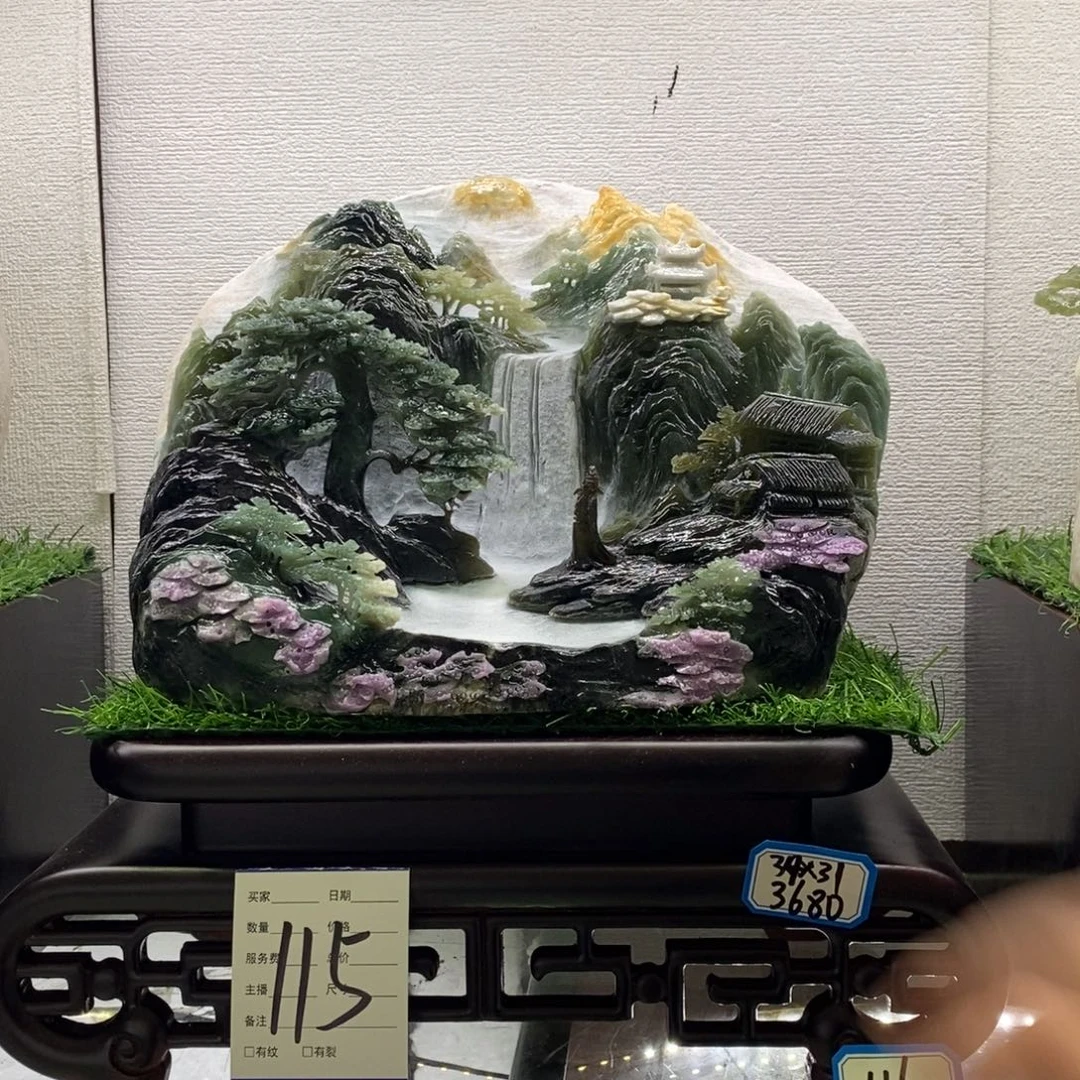 君***正玉意境山水手工雕刻