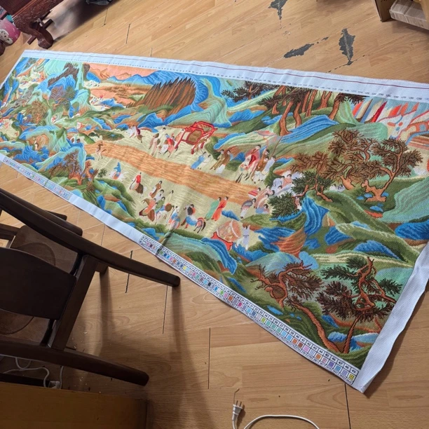 纯手工十字绣成品人工绣好的图上林赋3.9米乘1.米客厅风景挂画满