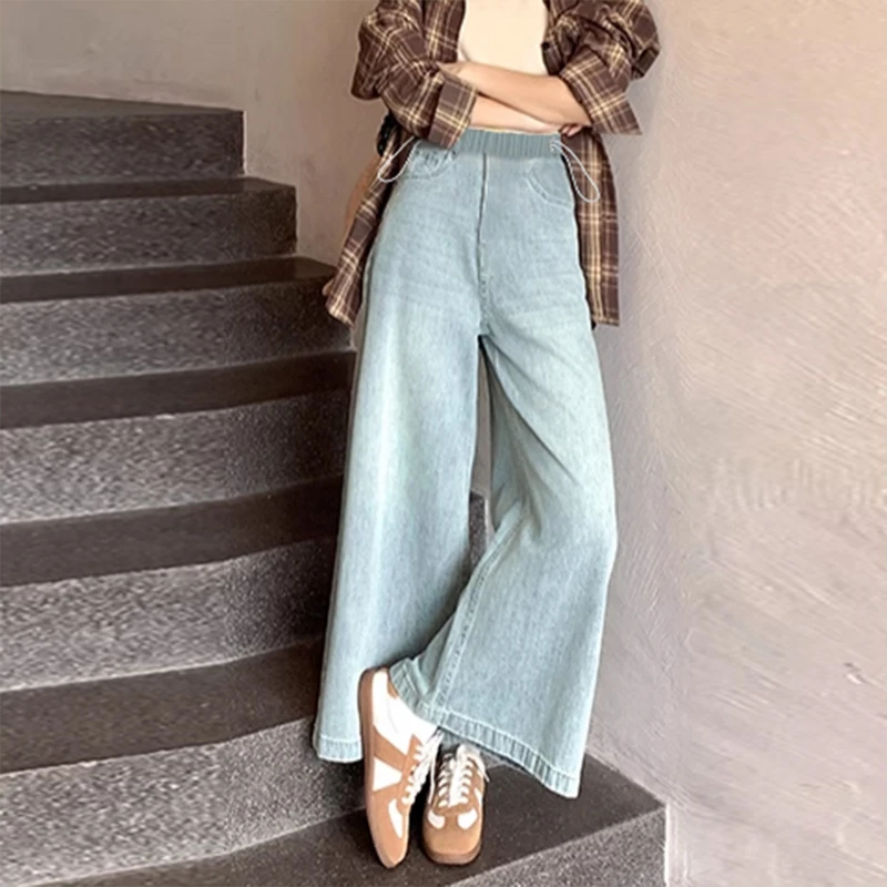 孕妇牛仔九分裤夏季薄款喇叭裤宽松休闲阔腿裤无托腹抽绳孕妇裤