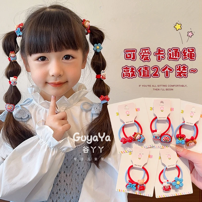 可爱红蓝卡通小花儿童发圈小女孩扎发马尾皮筋宝宝高弹力发绳发饰