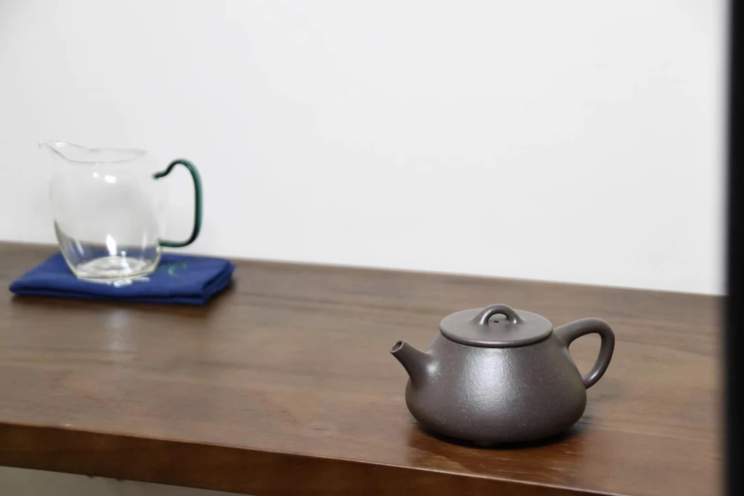 平盖石瓢，天青泥砂料，全手工200毫升