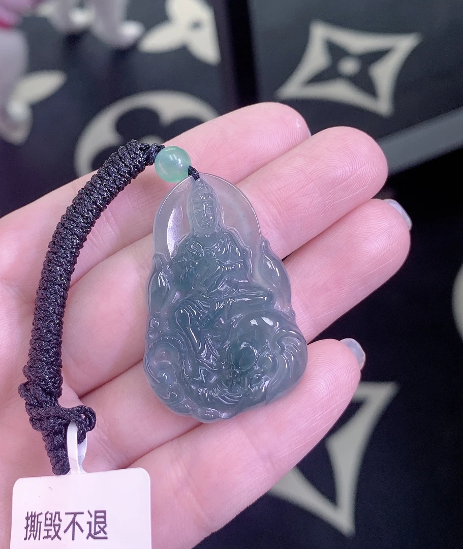 天然A货翡翠 普贤菩萨吊坠