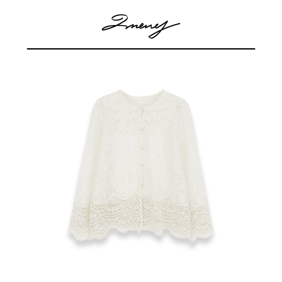 LMENY月光诗人~轻奢感刺绣蕾丝花边长袖小衫25AC005