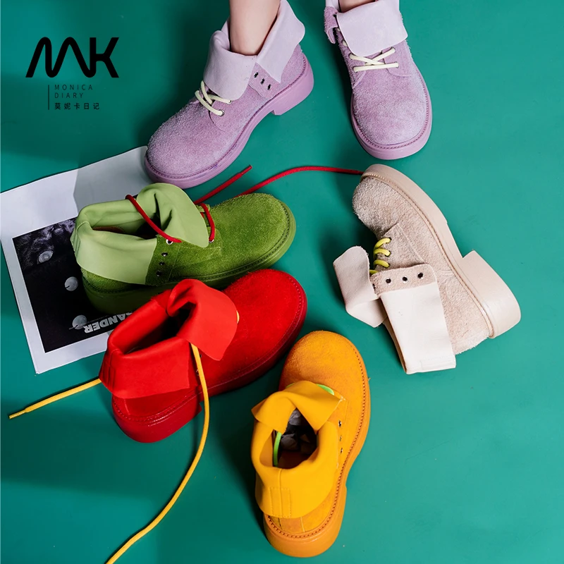 MONICA【MNC靴】春夏新款头层牛皮夏凉靴女百搭透气炫彩潮时尚真皮