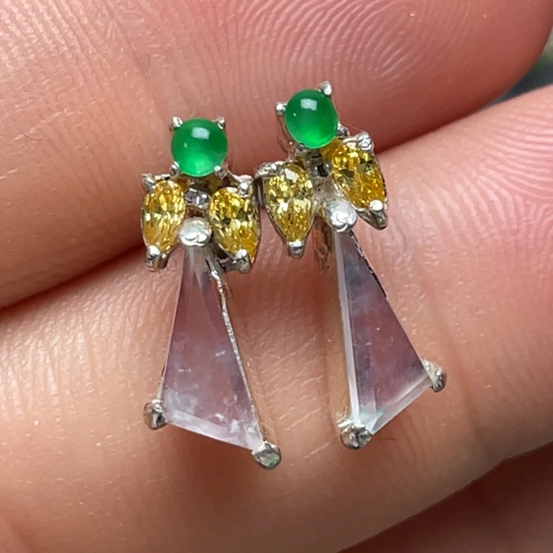 翡翠未镶嵌耳饰纯天然缅甸翡翠A货