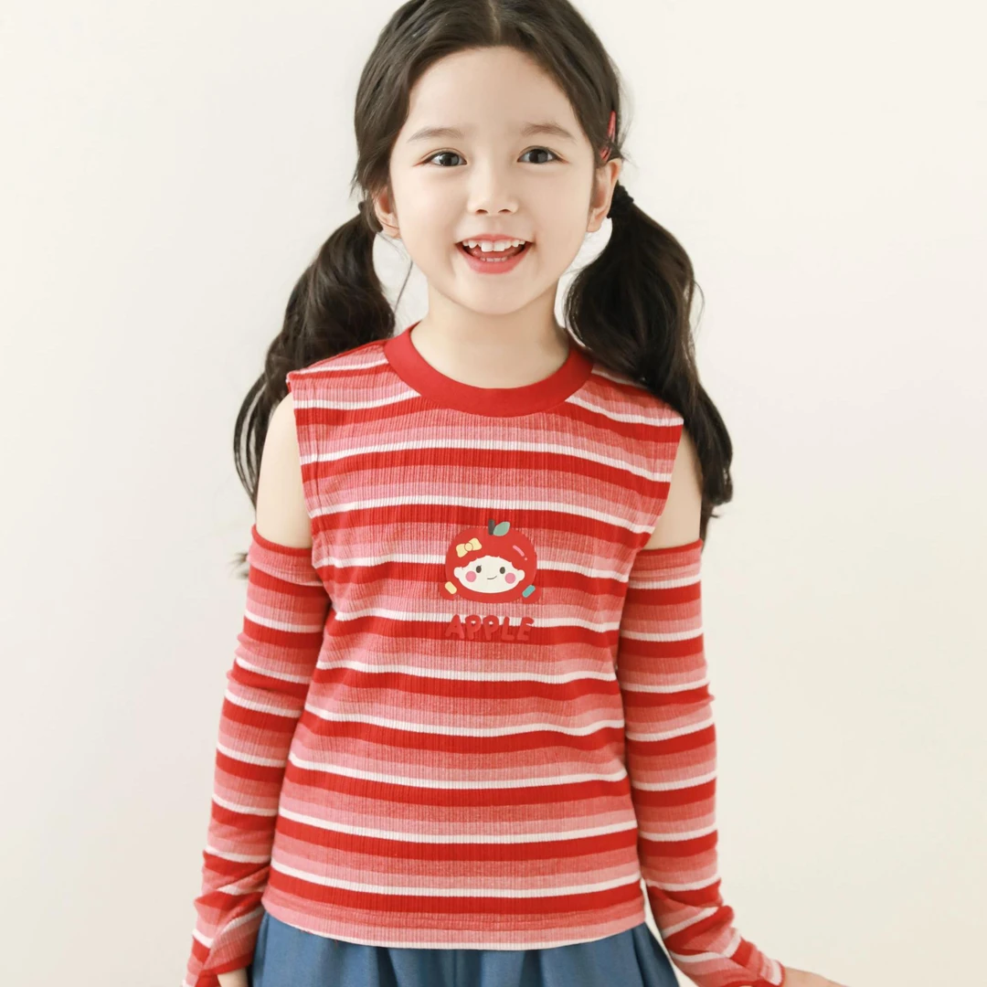 YOEHYAUL/幼悠【苹繁叶茂】夏叁波下洋气打底条纹儿童背心裙X5044