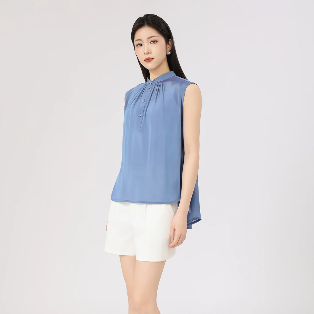 AMASS/阿玛施25早春新款缎面T恤气质简约风百搭衬衫上衣女530043