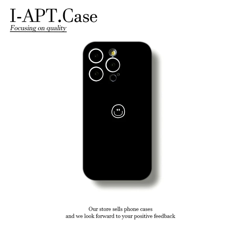 黑色白笑脸菲林软壳适用iPhone苹果16手机壳华为oppo小米vivo新款