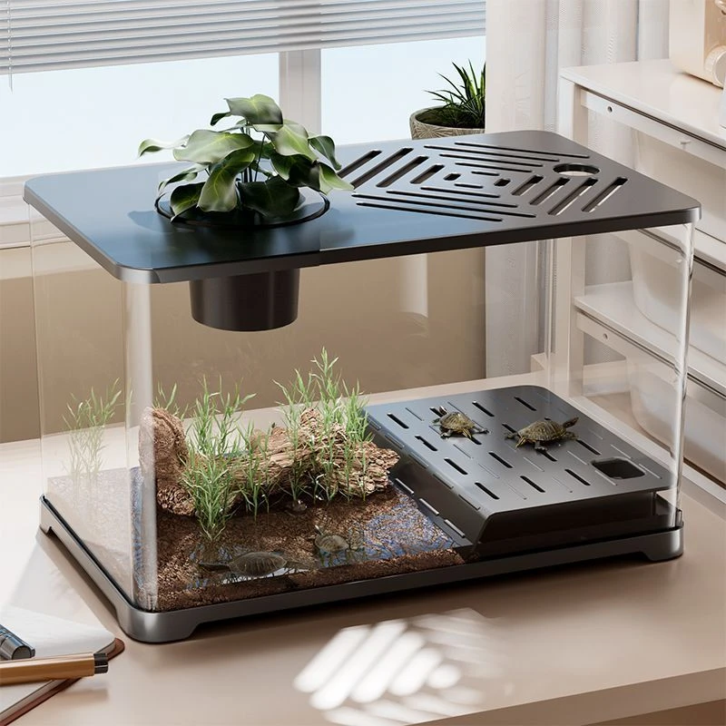 乌龟饲养缸生态造景家用带盖小型别墅晒台水陆两用专用箱巴西龟缸