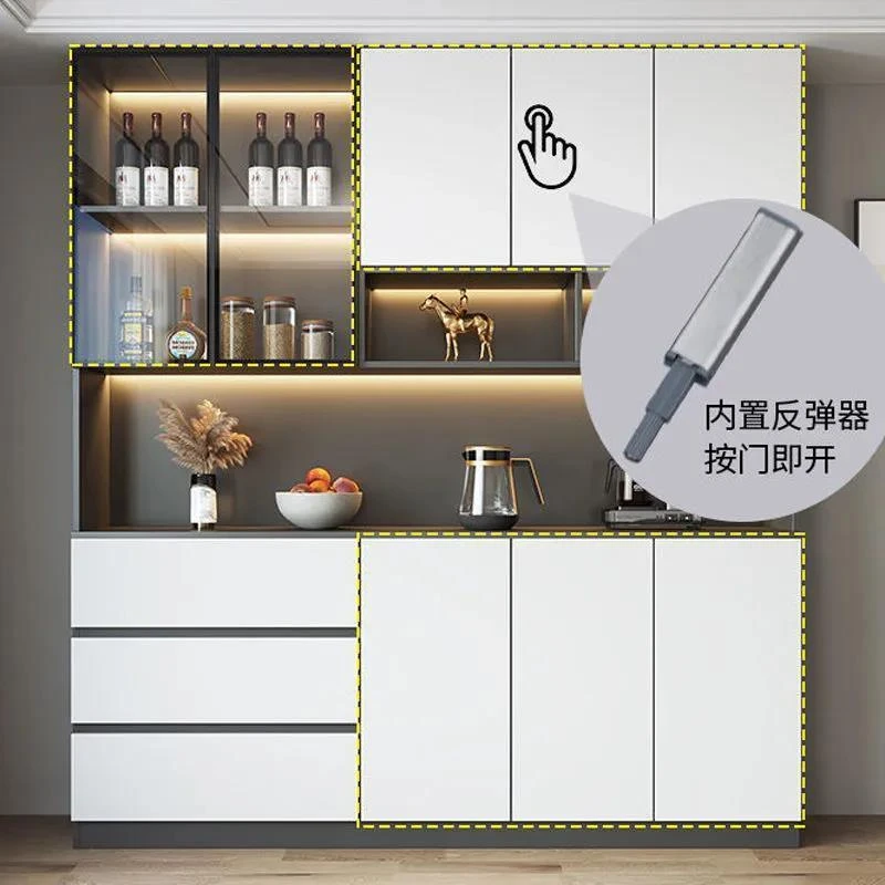 北欧实木轻奢一体靠墙现代餐厅茶水柜家用客厅柜子高柜储物酒柜