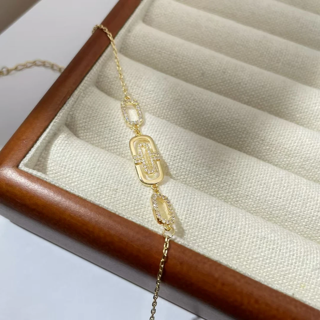 铜合金手链 A0360 意★【月耀星斓】轻奢风气质小众手链 铜合金手链