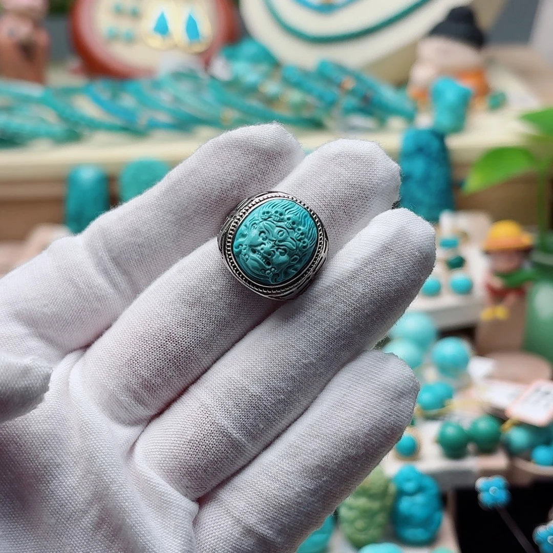 绿松石银S925镶嵌戒指