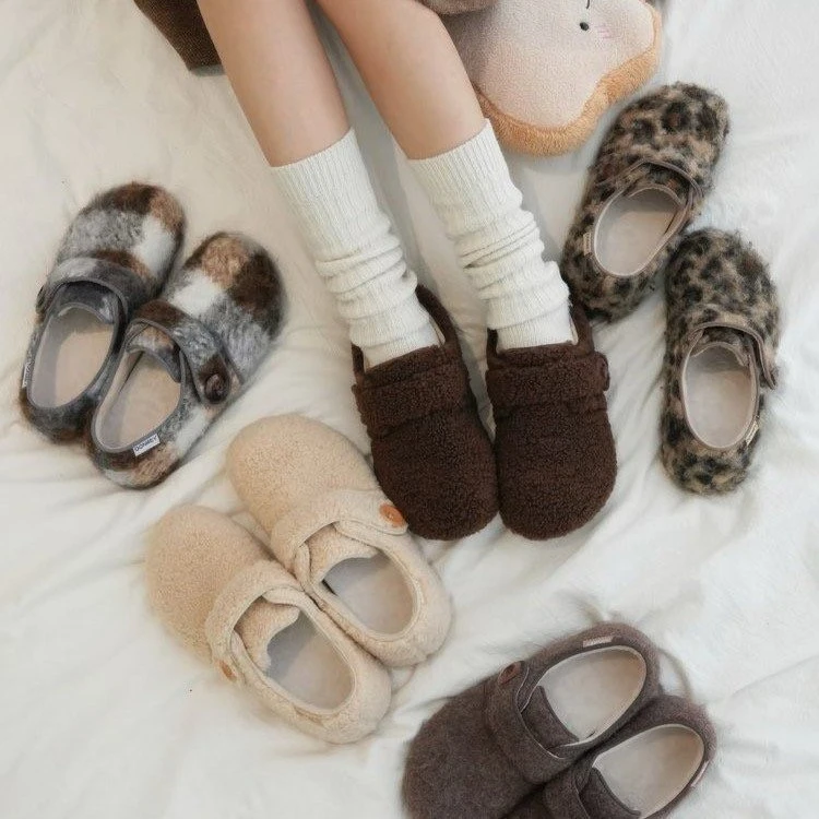 2025秋冬季新款可爱包跟毛绒时尚外穿女居家防滑软底厚底百搭单鞋