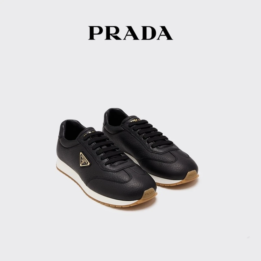 未使用 Prada/普拉达 男士经典黑色鹿皮侧边钢标休闲鞋PX123