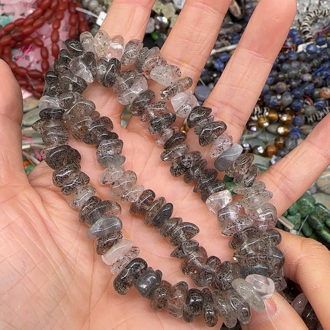 玛瑙/玉髓合金珠宝半成品黑超七8-10mm随形一条