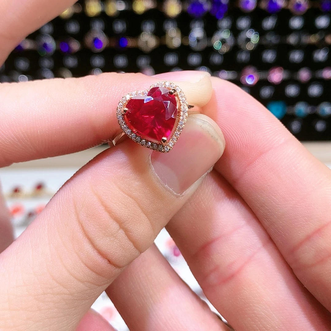 红宝石戒指银S925镶嵌