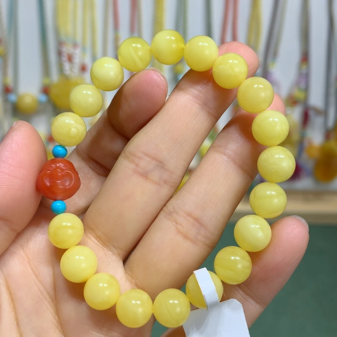 蜜蜡手链未镶嵌8.9mm尺寸