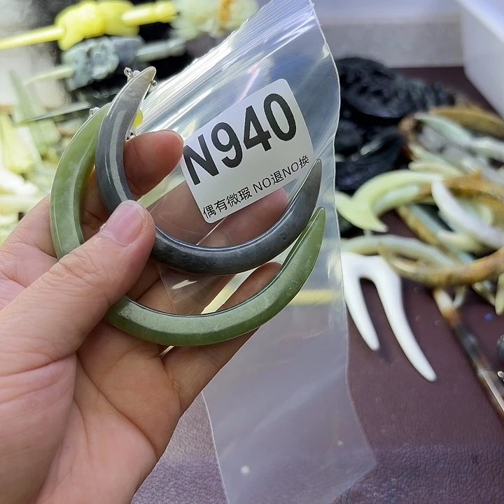 兰***娇蛇纹石玉合金发饰