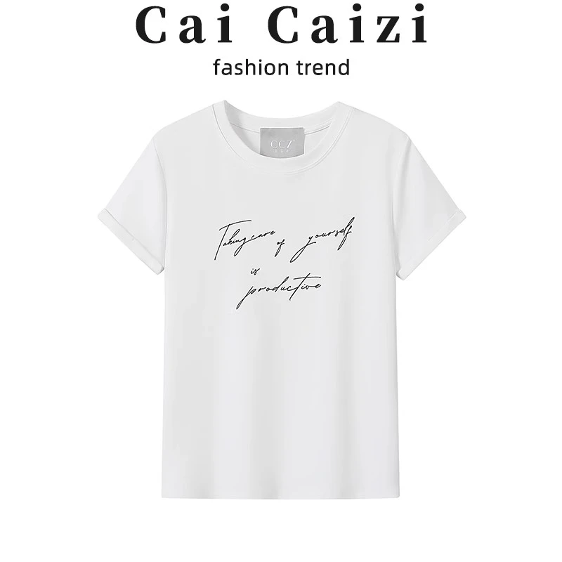 白色圆领短袖t恤女2025新款夏季纯棉内搭打底衫别致宽松显瘦上衣