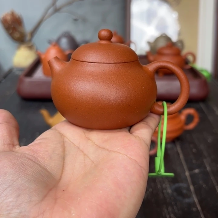 茶壶紫砂全手文旦130毫升大红泥