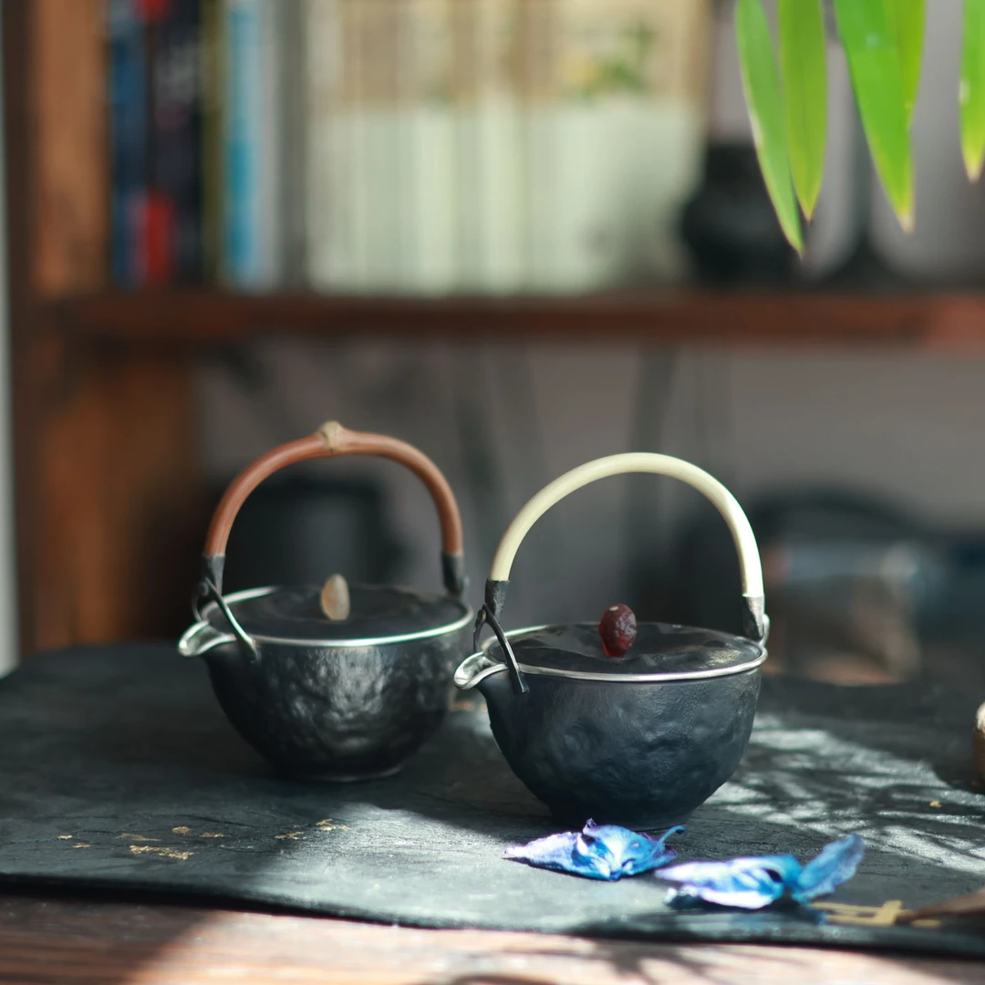 【夷嘉茗友】999银，提梁泡茶银壶，手工茶壶，壶纽提梁自选