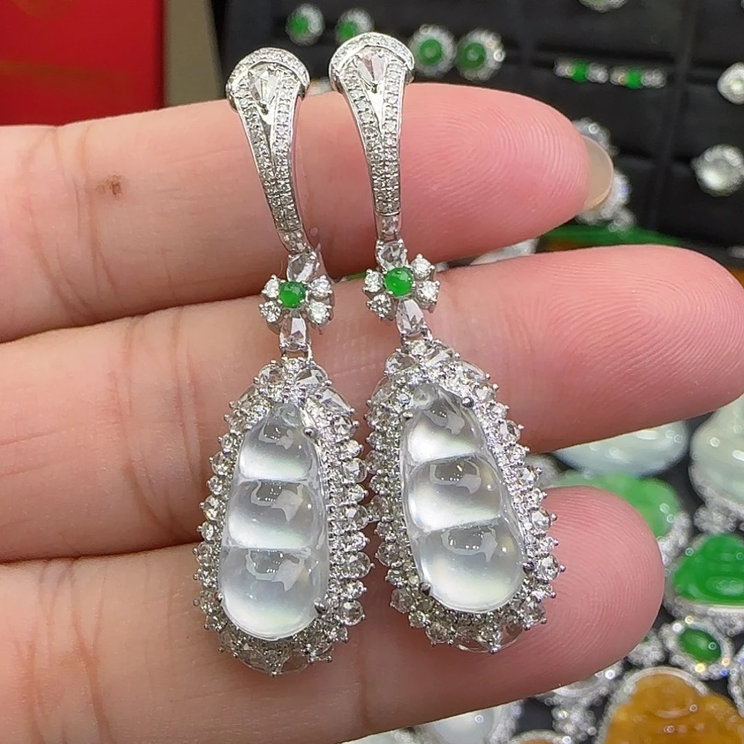 18K金镶嵌翡翠耳饰天然翡翠