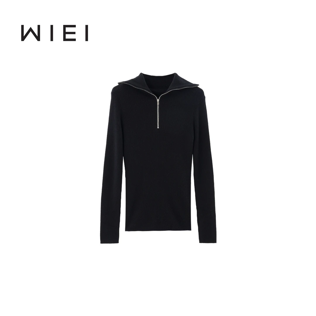 《WI EI》叠搭神器*100%极细羊毛 半拉链可翻领针织衫 7A0003