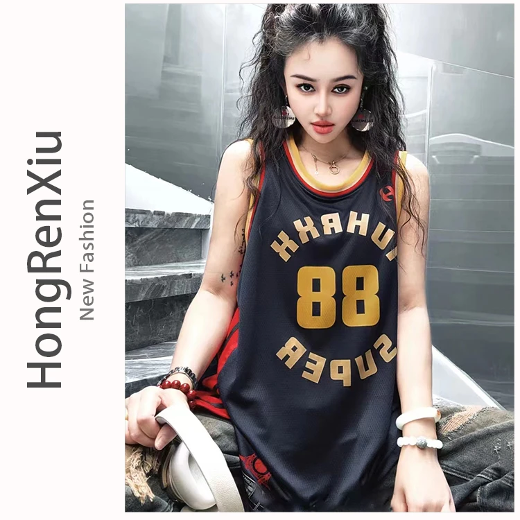 【88号背心裙】无袖T恤女夏球衣外穿宽松中长款减龄下衣消失篮球服