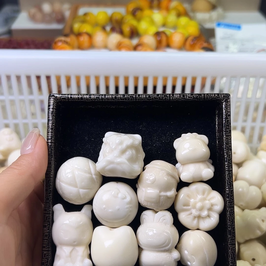 菩提根/象牙果手串瑕疵白混10颗表面孔道有裂88