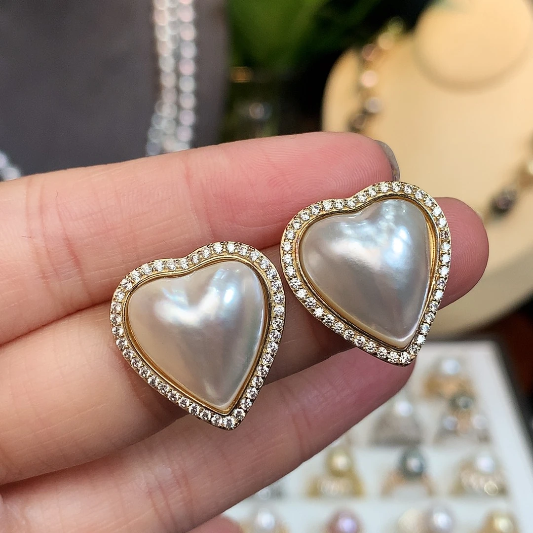 拼合珍珠（马贝珠）耳环银S925镶嵌