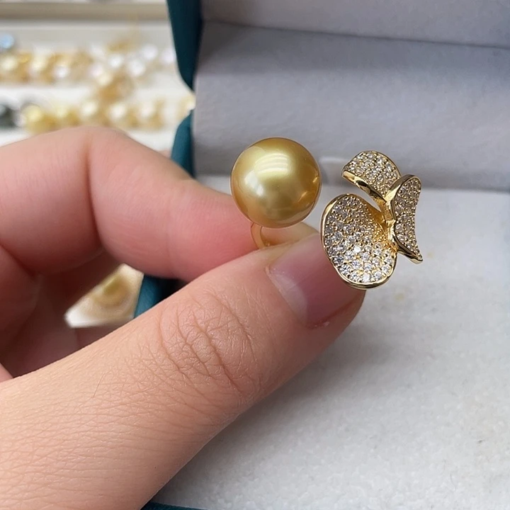 戒指银S925镶嵌海水珍珠