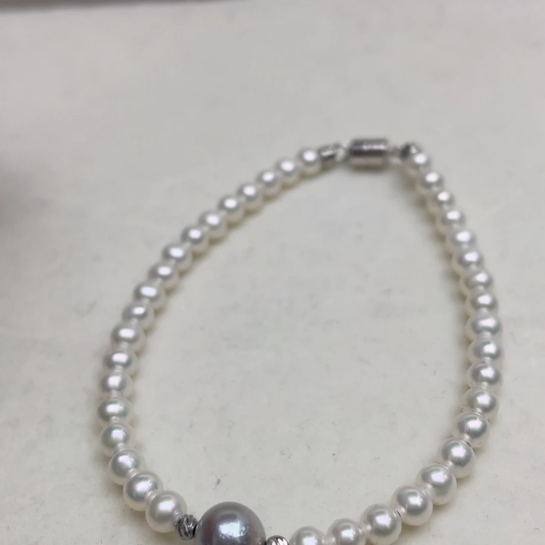 淡水珍珠银S925镶嵌手绳