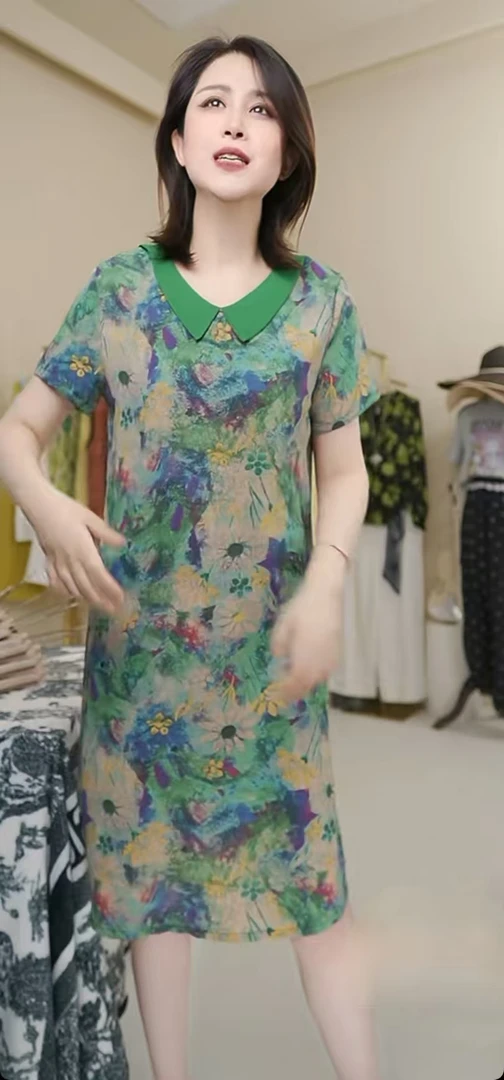 2025清凉夏季减龄休闲时尚百搭高端连衣裙17110气质显瘦新中式