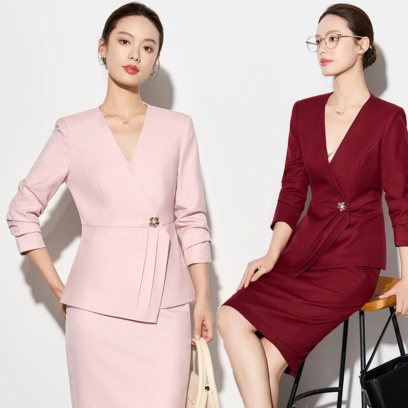 职业装西装套装2025新款春秋前台接待工装气质工作服两件套25601