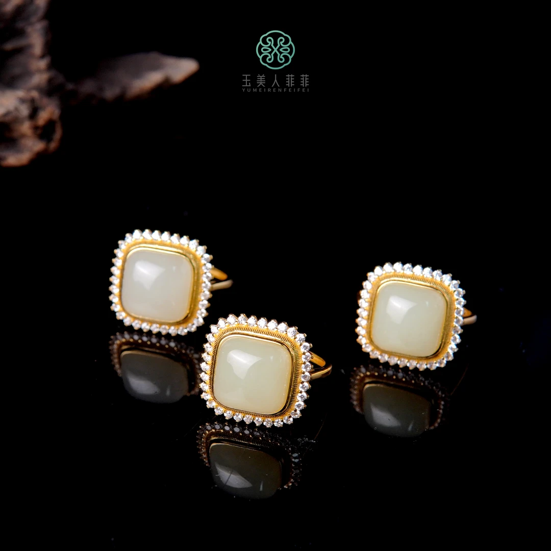 菲菲珠宝好@和田玉戒指约11*11mm/多样性发一