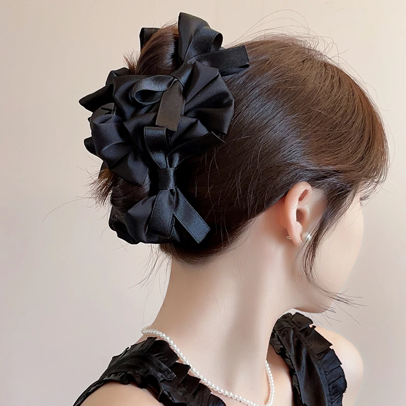 法式蝴蝶结大号抓夹高级感发夹女款2025新款后脑勺双面鲨鱼夹头饰