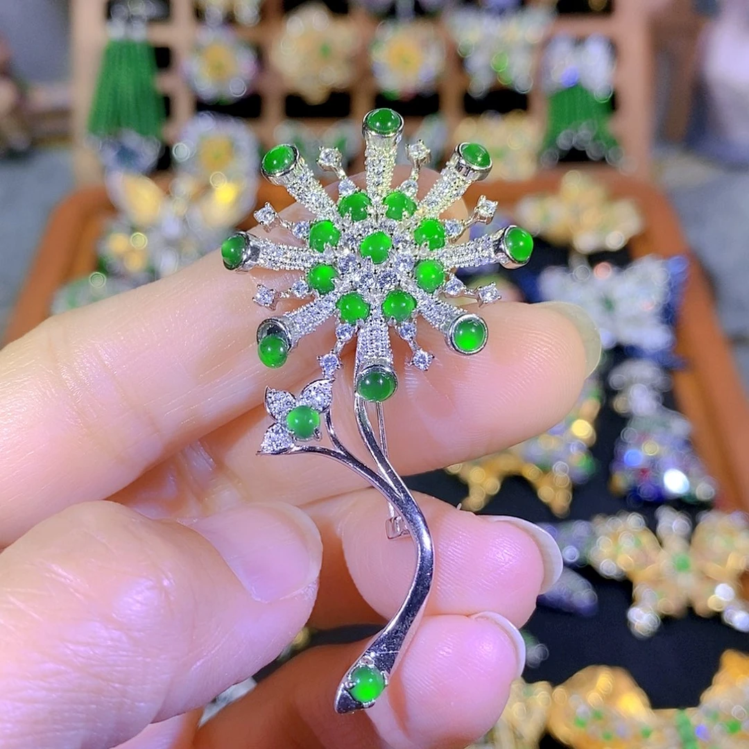 吊坠(不含链)银S925镶嵌翡翠