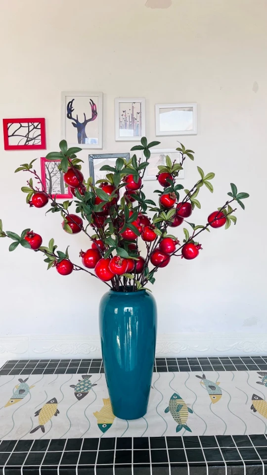 仿真花石榴假花家居摆件客厅卧室书房干花玄关花艺源头工厂