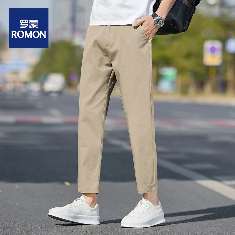 罗蒙新款冰感棉裤子男春夏韩版弹力轻商务经典时尚百搭休闲裤长裤