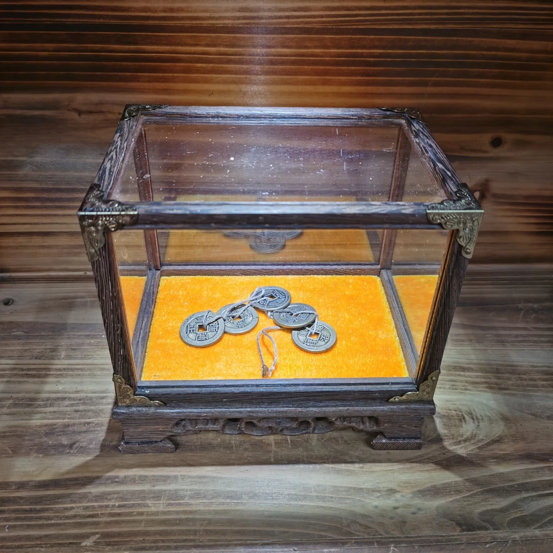 WDQ黄 室内摆件把玩件展柜装饰品展示盒仿古工艺品盒子