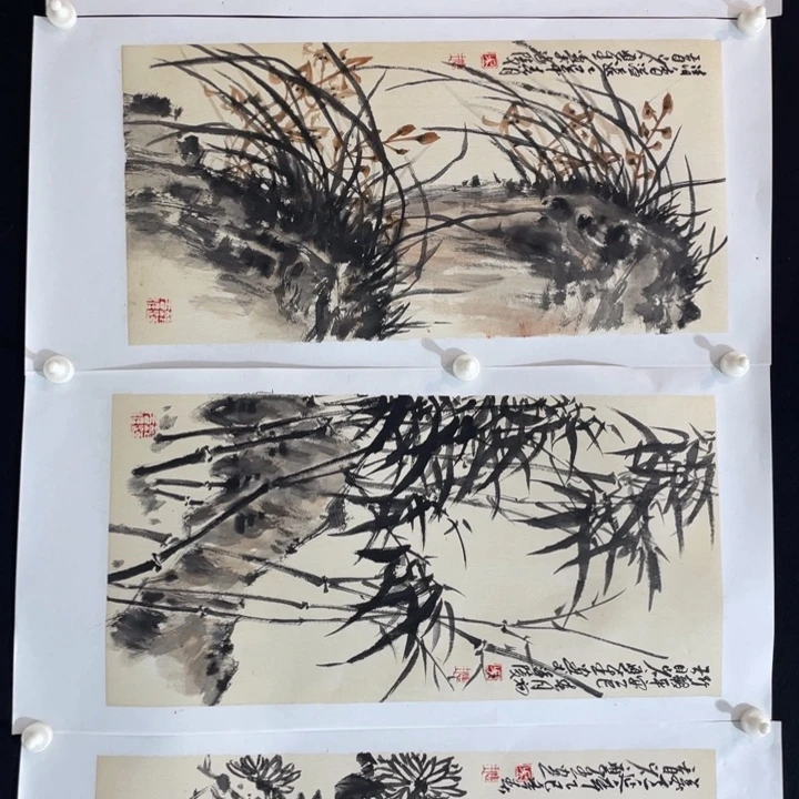 国画四尺三开作品一幅