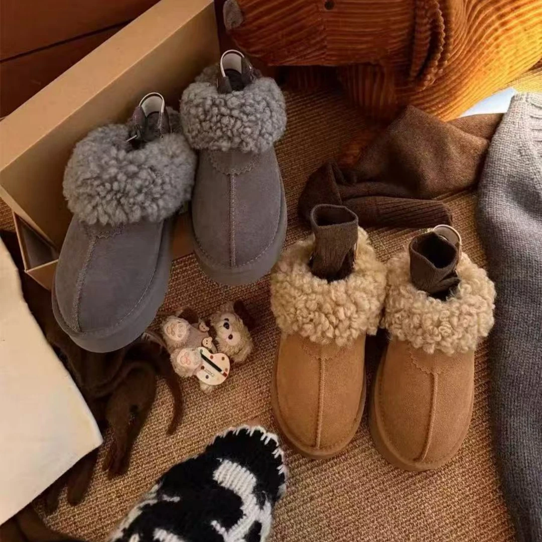 两穿厚底毛毛拖鞋女外穿2025秋冬新款半拖鞋加绒保暖软毛包头棉拖