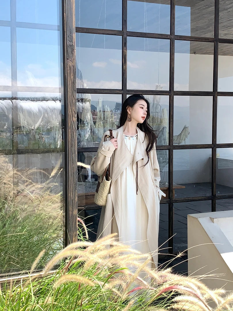 EIA一尧新中式国风【知秋】秋季禅意中长款风衣优雅气质显瘦外套女