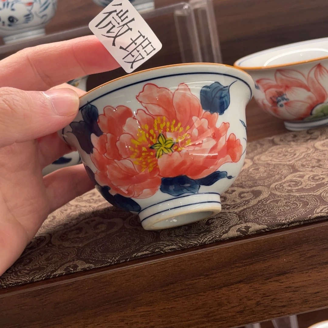 釉下手绘茶具微瑕