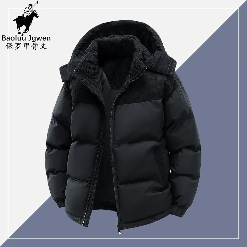 Baoluu Jgwen/保罗甲骨文加绒商务连帽棉服休闲保暖长袖面包服