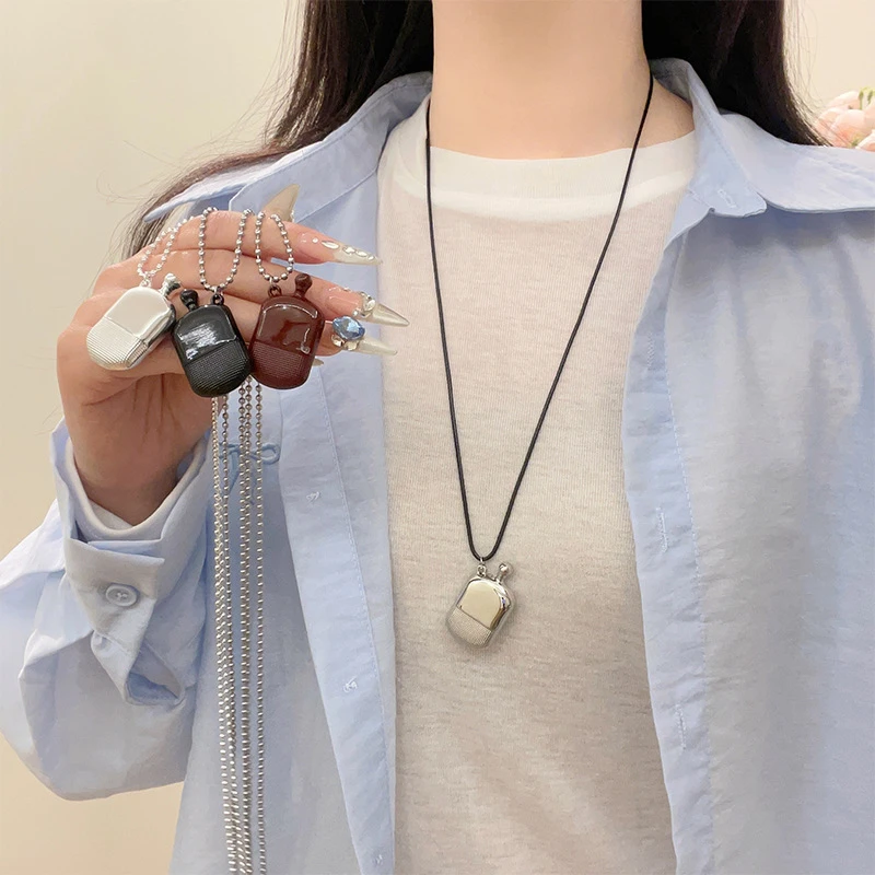 铜合金项链 韩国ins风酒壶吊坠项链女独特个性新款长款毛衣链配饰